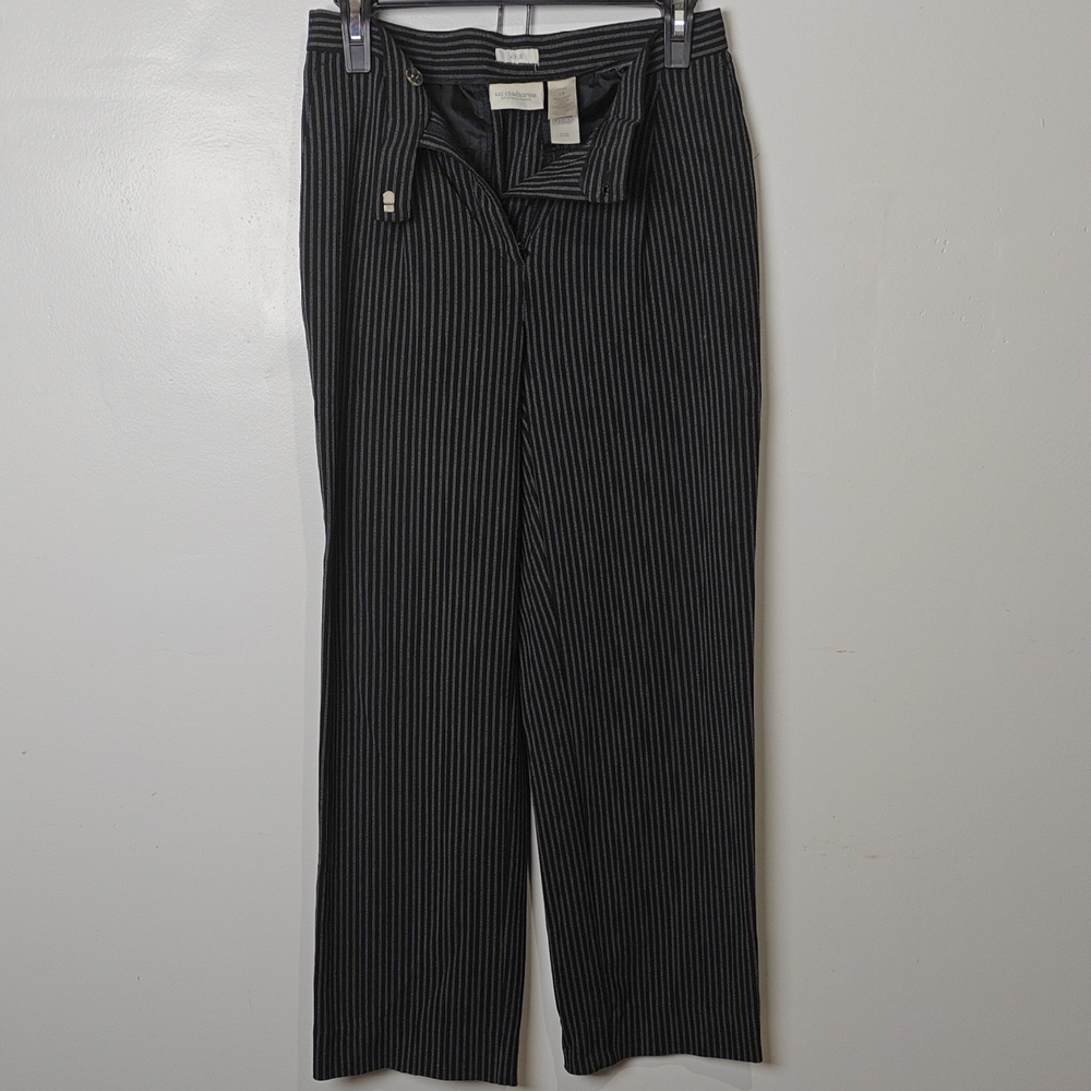 Liz Claiborne Women's Black Pinstripe Straight Leg Pants
